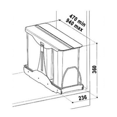 Cubo de Reciclaje Extraíble Estrecho 24 L Patty - Mas Masiá