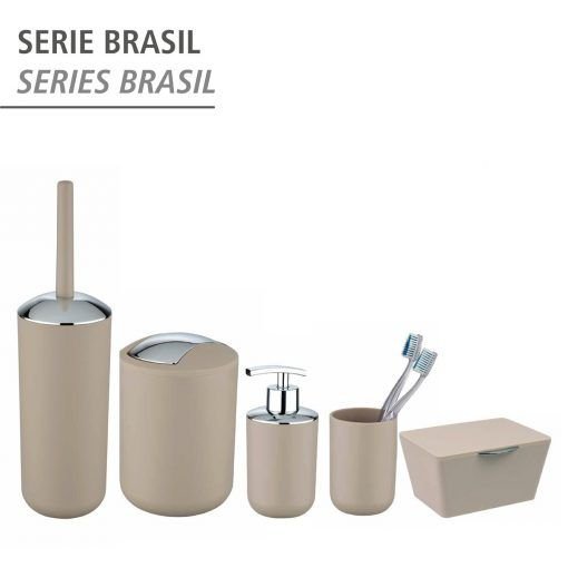 Accesorios Baño dosificadores escobilleros cubos basura vasos tapas wc Taupé Brasil Wenko