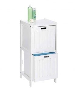 Mueble Auxiliar Baño madera blanca 2 cajones Wenko diseño