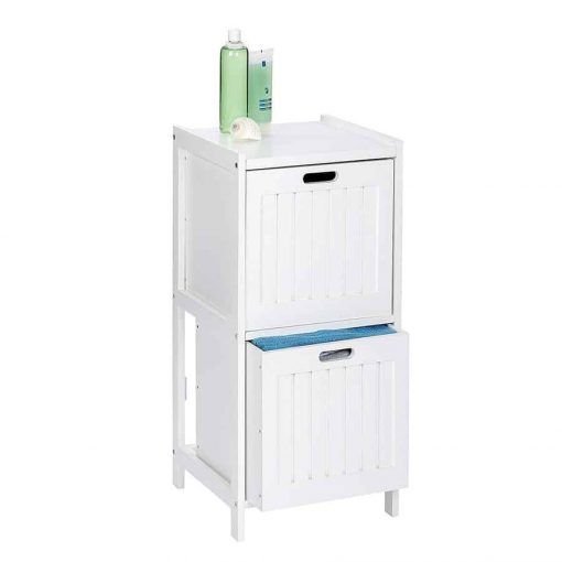 Mueble Auxiliar Baño madera blanca 2 cajones Wenko diseño