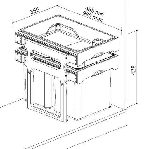 Cubo Basura Extraíble Tank 32 L Gris