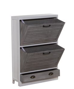 Mueble zapatero madera Blanco y Gris 2 puertas organizador zapatos