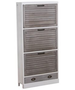 Mueble zapatero madera Blanco y Gris 3 puertas