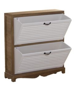 Mueble zapatero madera Blanco y Natural 2 puertas organizador zapatos