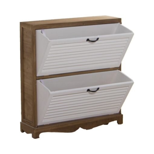 Mueble zapatero madera Blanco y Natural 2 puertas organizador zapatos