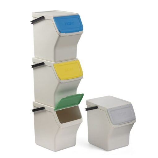 Cubo de Reciclaje de 4 x 20 litros Tatay Blanco 3