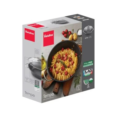 Cacerola baja aluminio forjado con tapadera Ø24 cm TEMPO - Imagen 2